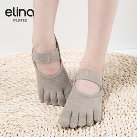 elina一恋2024 丝绒横绑带镶钻五趾普拉提瑜伽防滑袜ELR2505