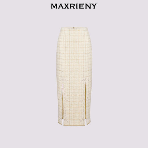 【主题纪念款】MAXRIENY宫廷刺绣双开衩铅笔裙2024秋冬新款半裙(货号:MC85SK505) 商品图4