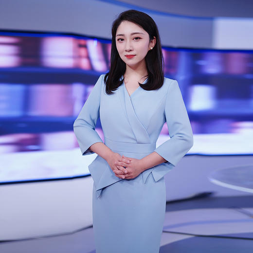 IWY/七分袖蓝色商务西装连衣裙女气质假两件职业套裙*主持人裙Q750-L 商品图3