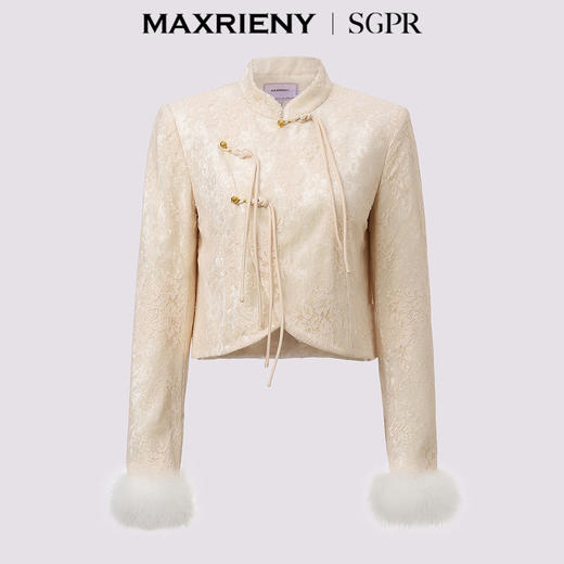 [东方新摩登]MAXRIENY贵雅新中式外套国风盘扣领肌理感提花上衣(货号:MS85JA516) 商品图4