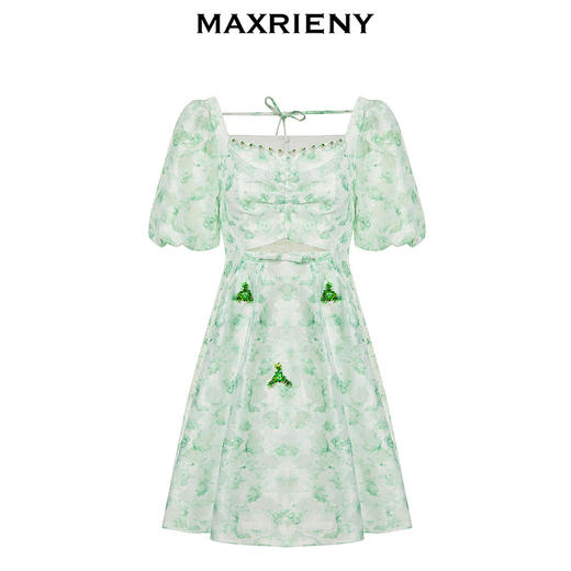 MAXRIENY甜美田园风连衣裙薄荷曼波风穿搭碎花裙子(货号:MC88DR367) 商品图4