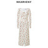 MAXRIENY玫瑰丝绒提花连衣裙秋冬度假仙美开叉裙子(货号:MS88DR753) 商品缩略图4