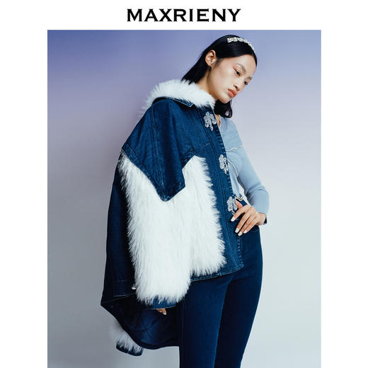 MAXRIENY牛仔毛感拼接加厚羽绒服冬季外套(货号:MC87DC755) 商品图3
