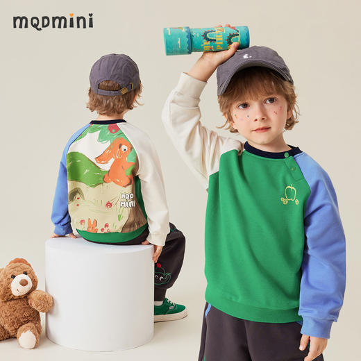 【5A抑菌】【80-140】【MQDmini】男童春秋卫衣卡通撞色圆领上衣 商品图0