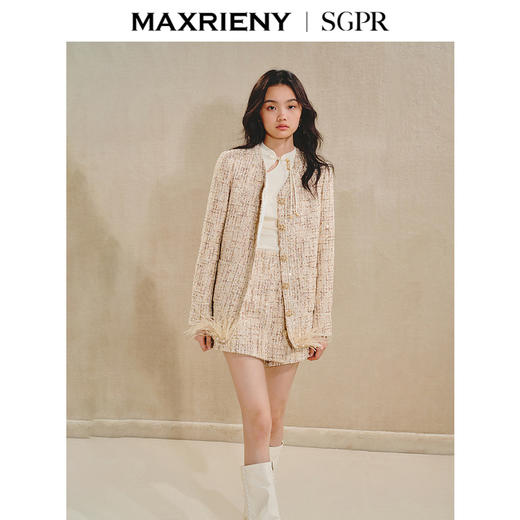 【商场同款】MAXRIENY*复古感流苏花纱外套女秋冬重工气质上衣(货号:MS85JA521) 商品图2