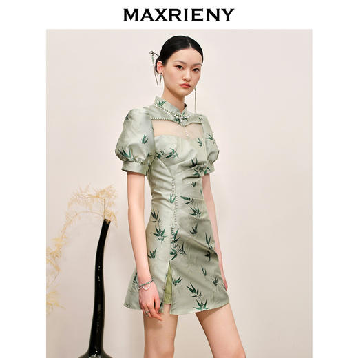 MAXRIENY国风新中式连衣裙薄荷曼波风穿搭(货号:MC88DR546) 商品图2