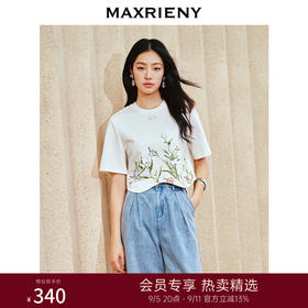 MAXRIENY*浪漫感绣花短袖T恤修身上衣女(货号:MS85TS002)