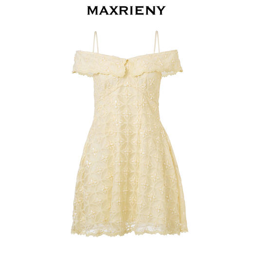 【静奢度假-商场同款】MAXRIENY华丽甜美钉珠刺绣翻领连衣裙(货号:MR85DR012) 商品图4