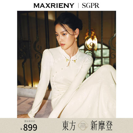 [东方新摩登]MAXRIENY雪竹针织裙贵雅新中式提花长裙2024秋冬新款(货号:MS85DR510) 商品图0