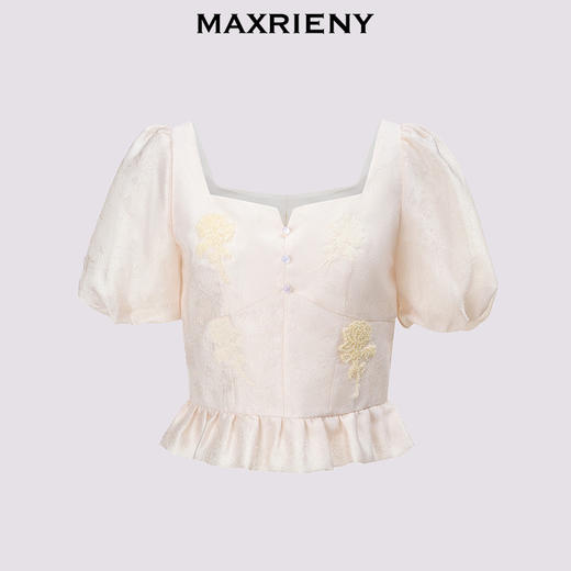 【贵雅新中式-商场同款】MAXRIENY新中式十字绣花方领雪纺衫上衣(货号:MC85TP322) 商品图4