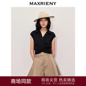 【商场同款】MAXRIENY*休闲烫钻上衣腰部镂空小众设计高级感(货号:MC85TS261)