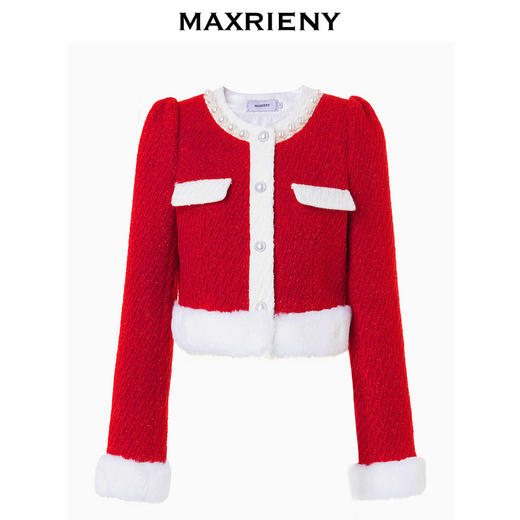 MAXRIENY名媛千金小香风羊毛花纱短外套冬款气质感(货号:MS88JA777) 商品图4