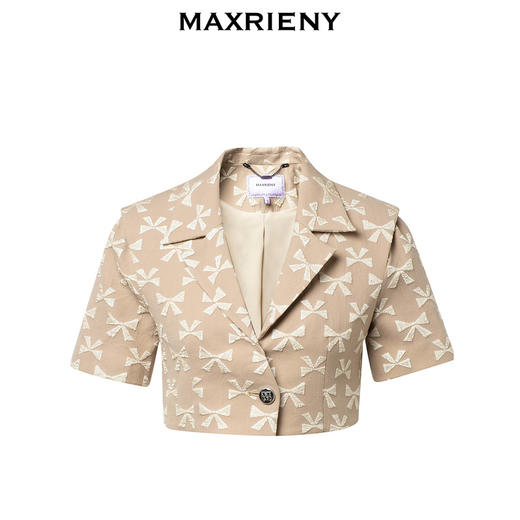 MAXRIENY名媛千金风肌理感蝴蝶结截短外套西装套装(货号:MS88JA541) 商品图4