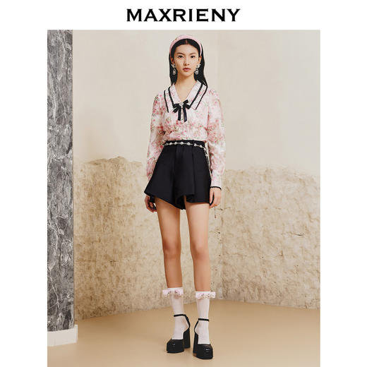 MAXRIENY宫廷风桃花收腰上衣雪纺衫(货号:MC88TP056) 商品图2
