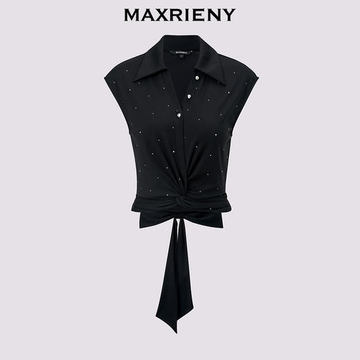 【商场同款】MAXRIENY*休闲烫钻上衣腰部镂空小众设计高级感(货号:MC85TS261) 商品图4