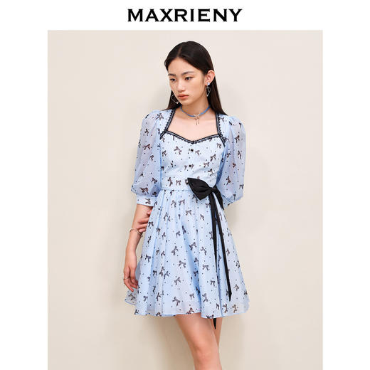 MAXRIENY复古蝴蝶结飘带波点连衣裙甜美少女感(货号:MS88DR538) 商品图2