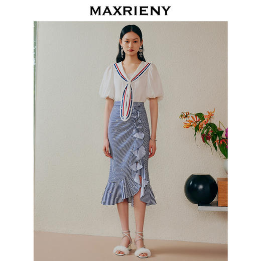 MAXRIENY赫本海军鱼尾裙海军风半裙(货号:MC88SK265) 商品图2