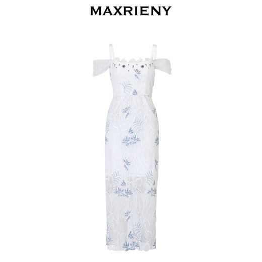 【英式雅皮士-商场同款】MAXRIENY复古优雅蕾丝刺绣连衣裙2024春(货号:MC85DR080) 商品图4