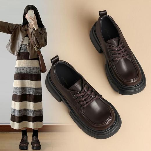 ZHR则则时尚百搭小皮鞋女鞋2024新款厚底乐福鞋英伦单鞋ins潮洋气 商品图1