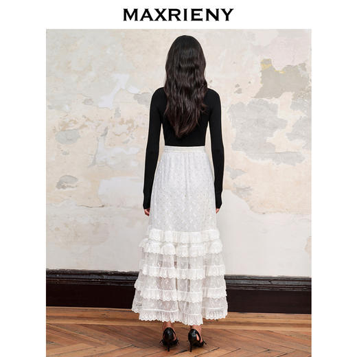 MAXRIENY仙美浪漫网纱荷叶边蛋糕裙高腰长半裙(货号:MC88SK582) 商品图3