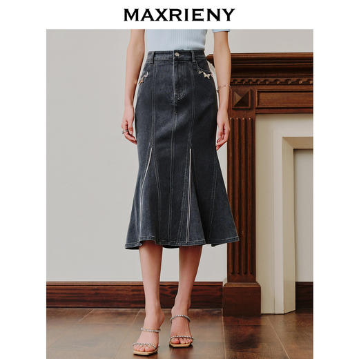 蝴蝶仙紫系列2.0MAXRIENY森系精灵牛仔鱼尾半身裙(货号:MC88SK256) 商品图1