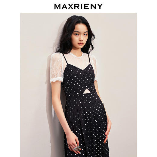【商场同款】MAXRIENY法式复古连体裤*赫本黑白波点连衣裤蕾丝(货号:MS85JS254) 商品图2