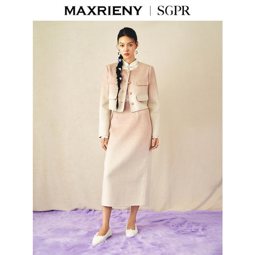 [东方新摩登]MAXRIENY浪漫落霞外套2024秋冬新款渐变色羊毛上衣女(货号:MS85JA531) 商品图2