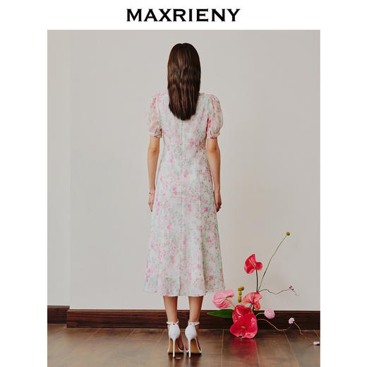 【商场同款】MAXRIENY恋恋桃花裙浪漫碎花裙桑蚕丝连衣裙茶歇裙(货号:MC88DR312) 商品图3