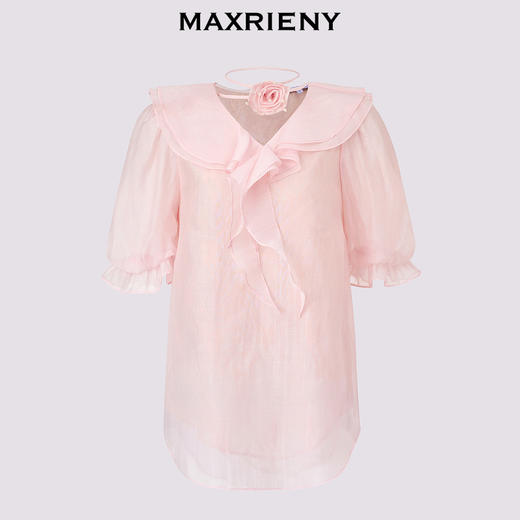 【商场同款】MAXRIENY复古温柔风荷叶边上衣别致甜美设计雪纺衫(货号:MS85TP259) 商品图4