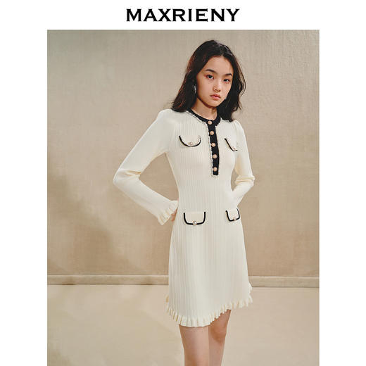 MAXRIENY千金玛德琳裙2024秋冬新款千金小香风连衣裙修身显瘦(货号:MS85DR522) 商品图2