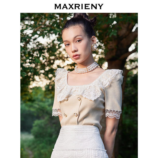 MAXRIENY彼得潘领毛衫夏宫廷风刺绣针织上衣气质(货号:MC87SW280) 商品图3