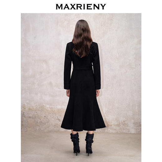 MAXRIENY法式复古鱼尾大衣长款双面呢赫本羊毛外套(货号:MS88CT502) 商品图3