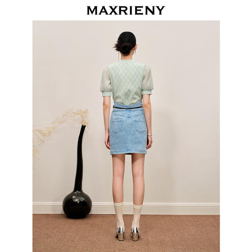 MAXRIENY竹叶提花牛仔半裙修身裙子(货号:MC88SK502) 商品图3
