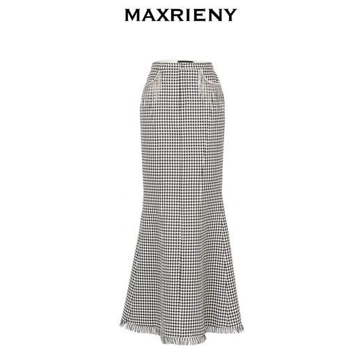 MAXRIENY法式复古感千鸟格鱼尾半裙23秋冬半身裙(货号:MC88SK569) 商品图4