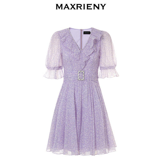 MAXRIENY欧式园艺风碎花茶歇裙修身显瘦雪纺连衣裙(货号:MC88DR354) 商品图4