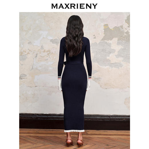 MAXRIENY*华丽复古感红蓝撞边钉钻连衣裙裙子(货号:MC88DR568) 商品图3