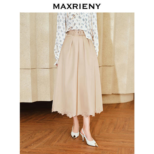 【商场同款】MAXRIENY春日温柔风卡其色a字半身裙气质高级感(货号:MS85SK006) 商品图1
