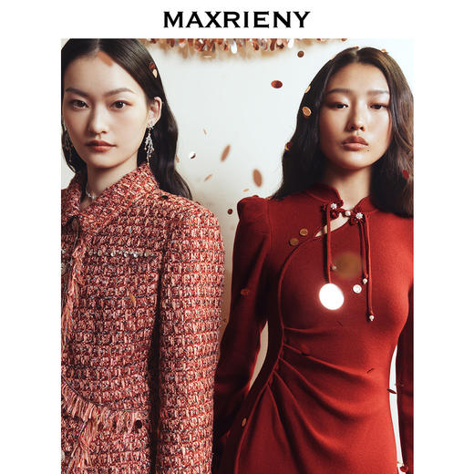 MAXRIENY新年红旗袍复古国风连衣裙(货号:MC88DR811) 商品图2