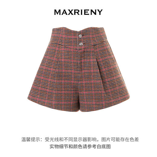 MAXRIENYkitty粉彩格纹羊毛短裤23冬季新款(货号:MC88PA802) 商品图4