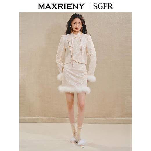 【商场同款】MAXRIENY贵雅新中式半裙毛绒直身短裙肌理感裙子(货号:MS85SK512) 商品图2