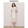 MAXRIENY浪漫度假风连衣裙2024夏季新款复*领长裙晕染雪纺印花(货号:MS85DR299) 商品缩略图1