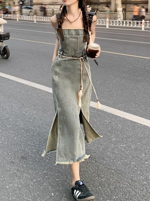 【189元任选2件】最后一波现货！【浅海潮蓝】牛仔背带裙（皮质肩带） 商品图1