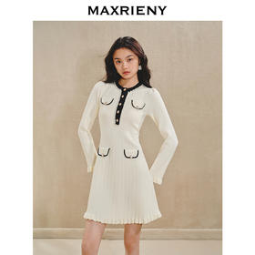 MAXRIENY千金玛德琳裙2024秋冬新款千金小香风连衣裙修身显瘦(货号:MS85DR522)