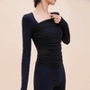 【限时秒】YOGACODE【火树银花系列】2024 欧美斜领瑜伽长袖T恤女网纱拼接带胸垫运动上衣DWTS124017 商品缩略图4