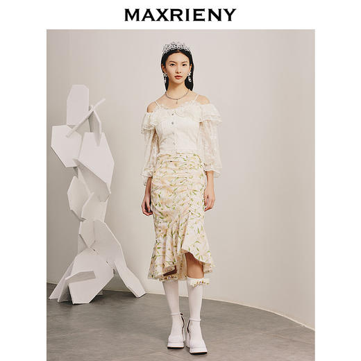 MAXRIENY浪漫吊带一字肩蕾丝衫上衣小衫春(货号:MC88TP081) 商品图1