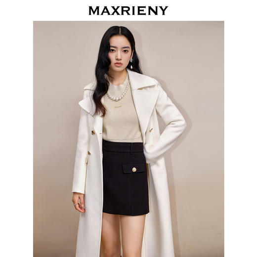 MAXRIENY本白*复古风双面呢大衣长款羊毛外套(货号:MS88CT545) 商品图2
