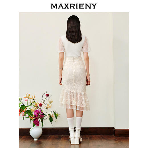 MAXRIENY仙美感蕾丝不规则裙摆半身裙鱼尾裙修身(货号:MS88SK253) 商品图3