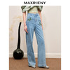 MAXRIENY竹叶提花高腰直筒休闲牛仔裤女(货号:MC88PA504) 商品缩略图2