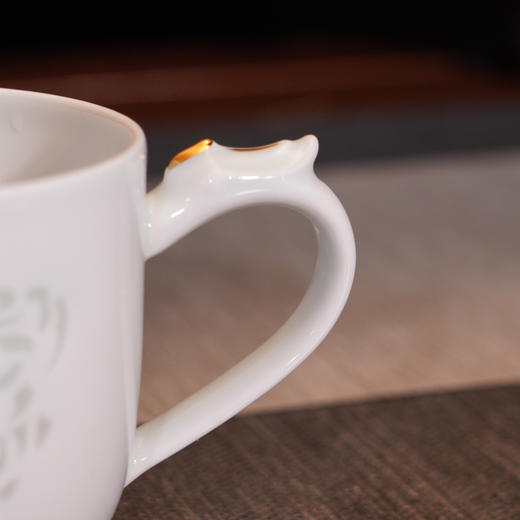 描金玲珑龙凤杯 景德镇四大名瓷之一玲珑瓷 描金工艺 龙凤呈祥 商品图4