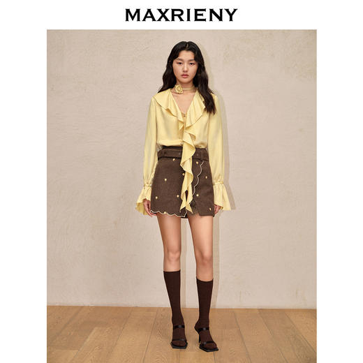 MAXRIENY宫廷甜美绒感缎面雪纺衫甜美宫廷上衣(货号:MC88TP787) 商品图2